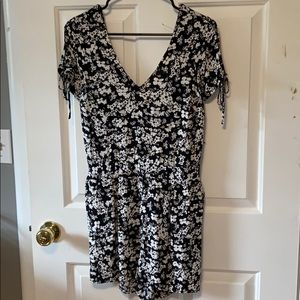 Black and white floral romper